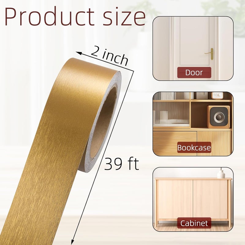 Ruaniao Peel and Stick PVC Self-Adhesive Border Trim, 2 Inch X 39 Ft PVC Baseboard Molding Trim Repair Tape, Light Brown Mirror Tape Border for Home Kitchen, Dining Room, Office, Bathroom - Image 2
